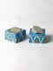 White Line With Turquoise Base Tea Light Holder